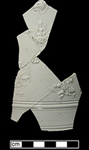 Sprig molded straight sided tankard commemorating the capture of Portobello by Admiral Vernon in 1739 from 18CV60.